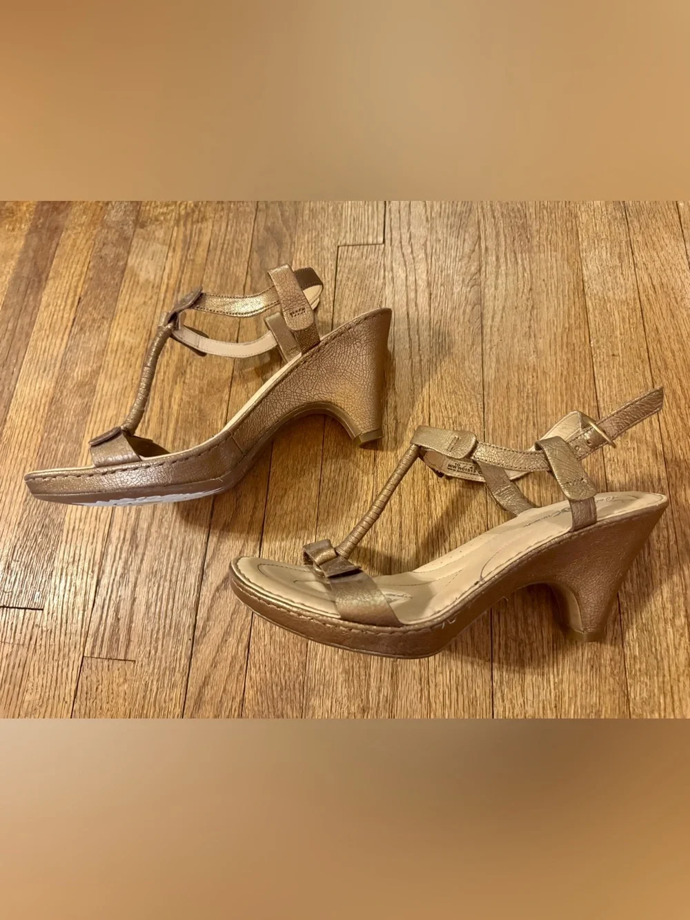 Born Metallic Bronze T-Strap Heels
